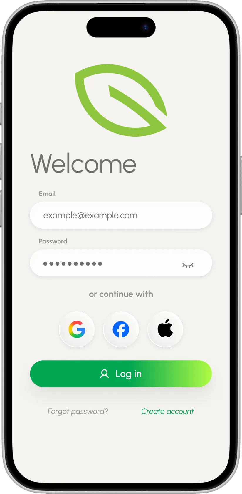 Grovia login screen