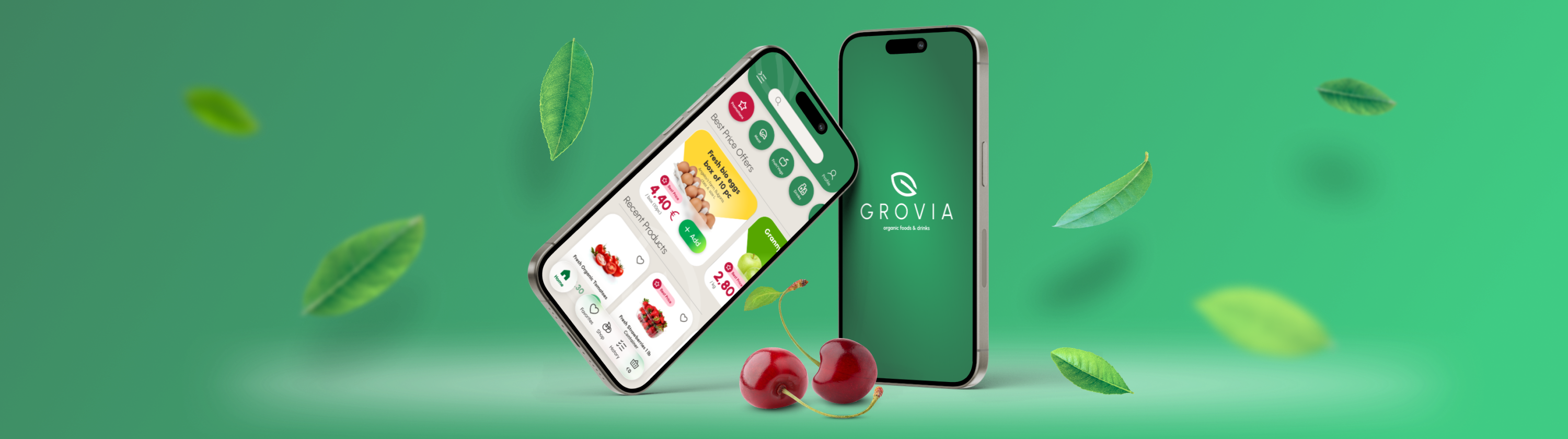 Grovia — grocery app mockups