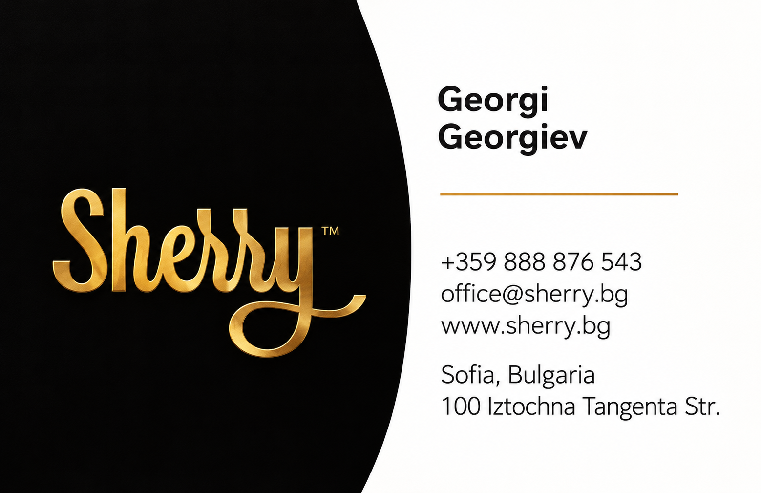 Sherry business card — front
