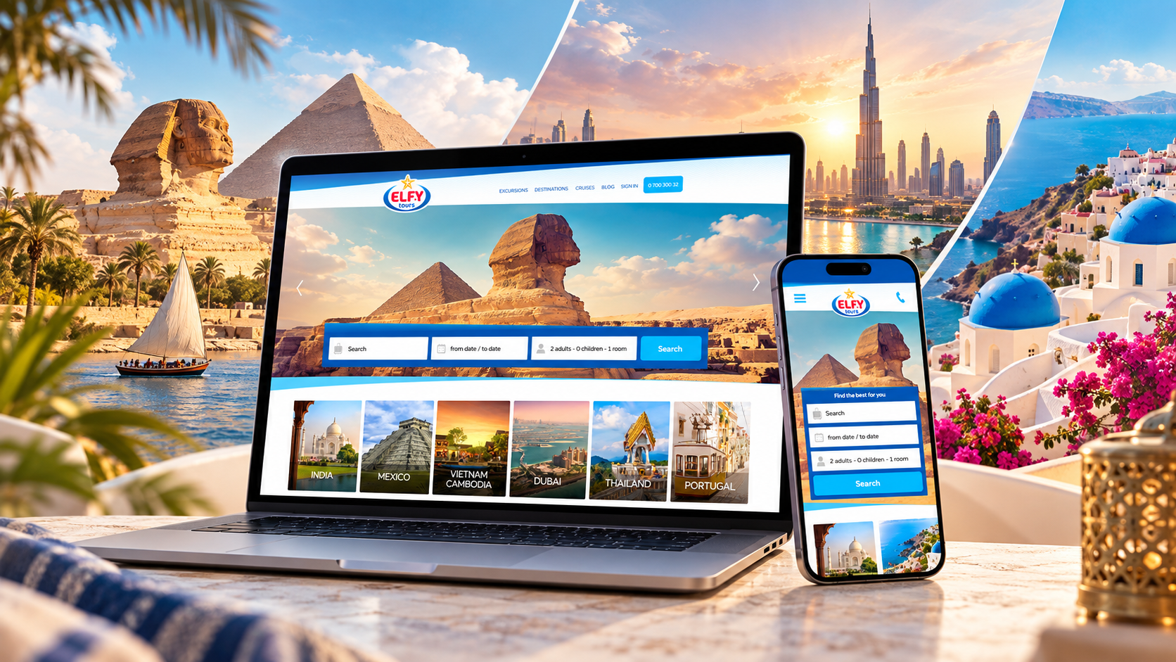 Elfy Tours — web and mobile travel interface